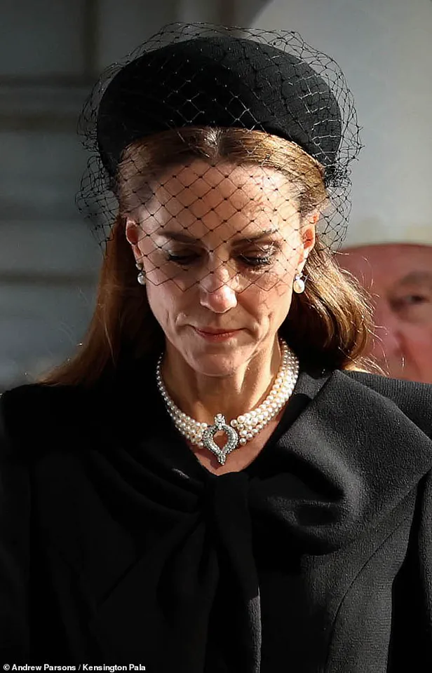 Kate Wears Royal Mourning Attire Featuring Queen Elizabeth II's Pearl Jewelry at Duchess of Kent's Funeral