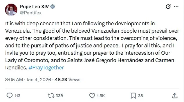 Pope Issues Stark Warning on Venezuela, Calls for Peace and Justice Amid Shift in Stance on US Intervention