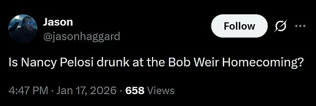 Nancy Pelosi's Stumble-Marred Tribute at Bob Weir Memorial Draws Online Criticism