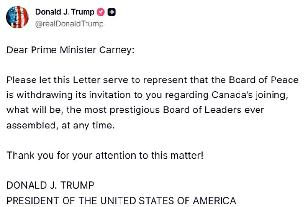 ''Canada's Preconditions for Gaza Aid Spark Diplomatic Tensions as Trump Disinvites PM Carney from His Board of Peace''