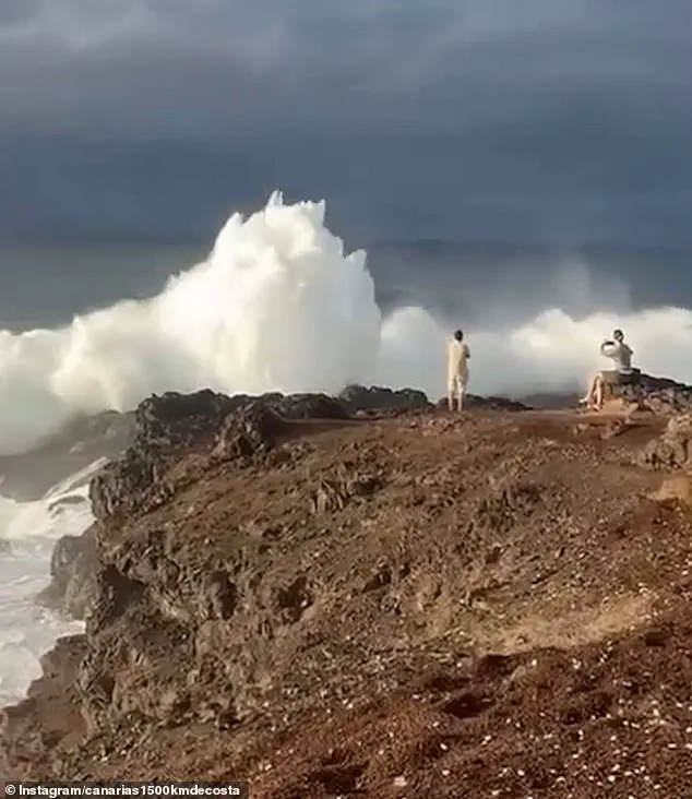 Monstrous Wave Drenches Reckless Tourists in Canary Islands Storm