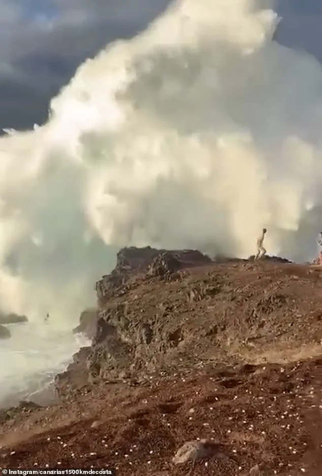Monstrous Wave Drenches Reckless Tourists in Canary Islands Storm