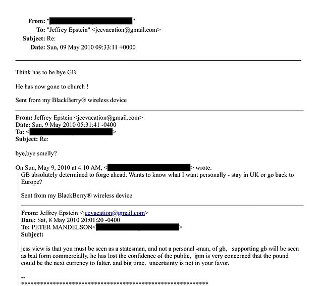 DOJ Files Reveal Mandelson's Secret Communications with Epstein During 2008 Crisis