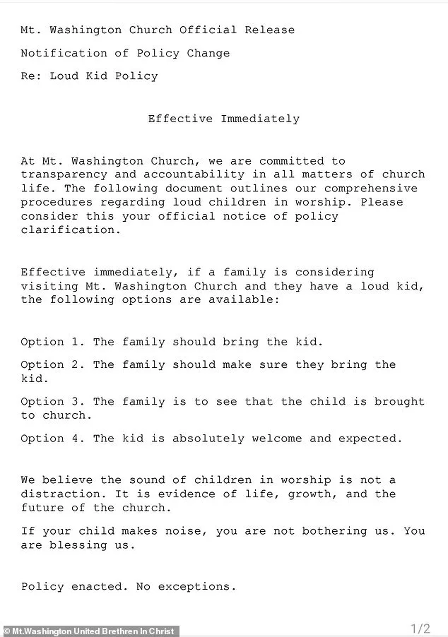 Controversial Church Policy on 'Loud Kids' Ignites Nationwide Debate Over Family Inclusivity and Reverence in Worship