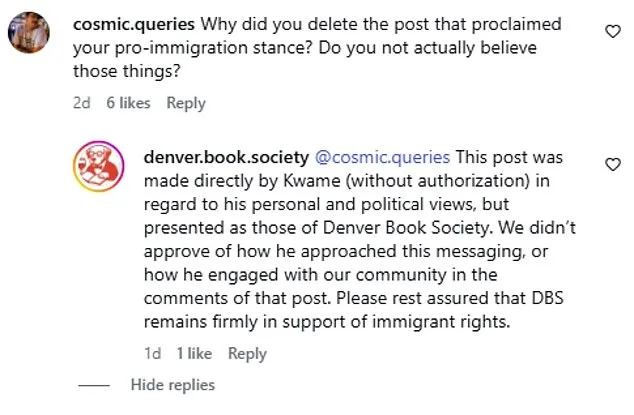 Denver Book Society's Leadership Crisis: Co-Founder Removed Over Past Immigration Comments Weeks After Launch