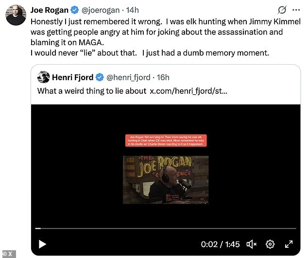 Joe Rogan's Contradictory Account of Where He Was During Charlie Kirk's Assassination Sparks Online Debate