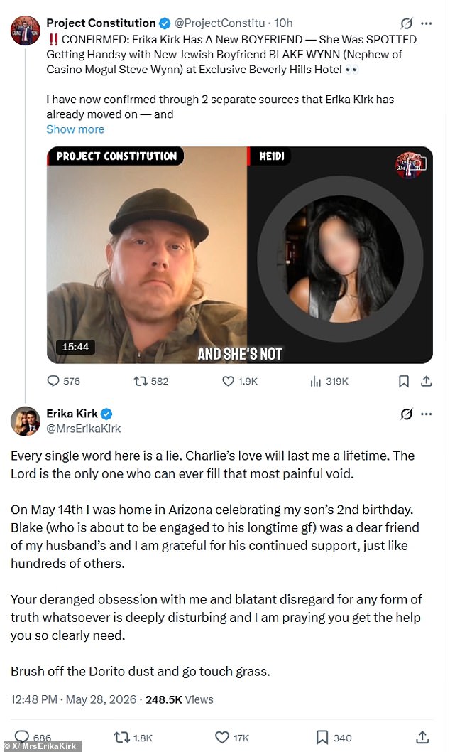 Erika Kirk Denies New Boyfriend Rumors Amid Project Constitution Harassment Campaign