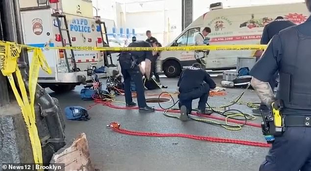 Seven men emerge from Brooklyn manhole, sparking police lockdown and viral footage.