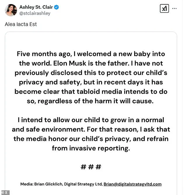 Elon Musk's baby mama Ashley St. Clair slams him over one-word response to Milo Yiannopoulos' post