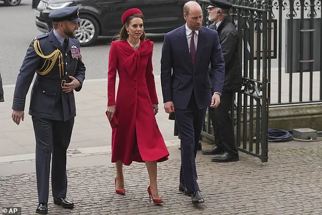 Princess of Wales Returns to Commonwealth Day Service in Red Catherine Walker Dress