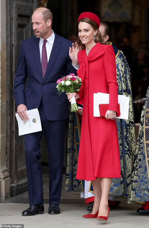Princess of Wales Returns to Commonwealth Day Service in Red Catherine Walker Dress