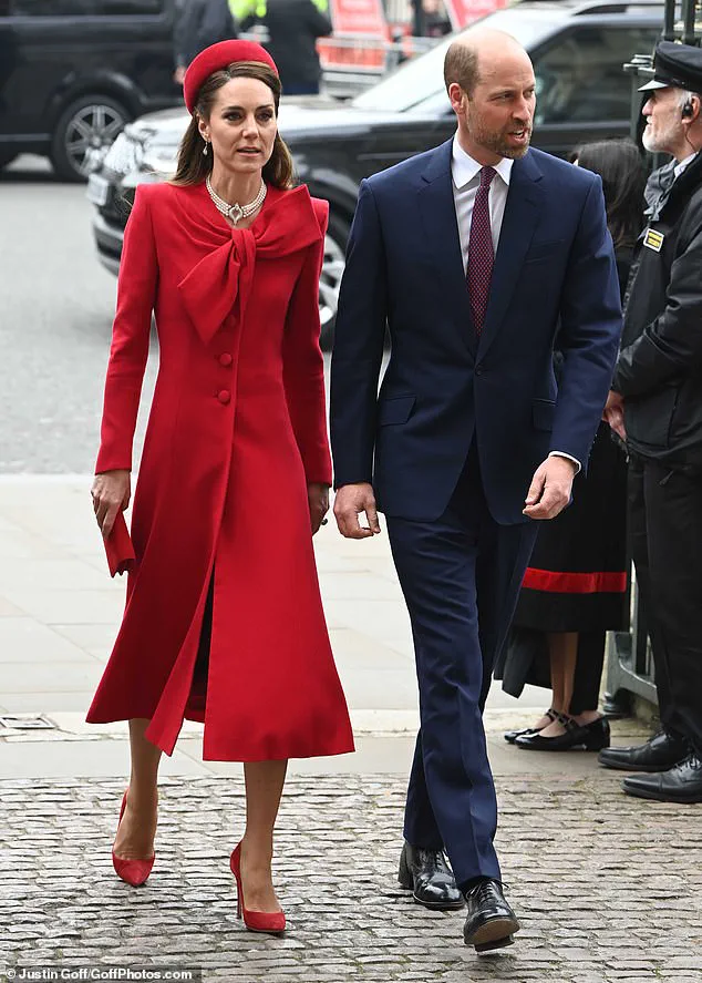 Princess of Wales Returns to Commonwealth Day Service in Red Catherine Walker Dress