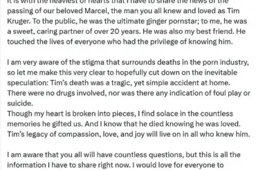 Tragic Loss: Gay Porn Star Tim Kruger's sudden Death Shocks Industry