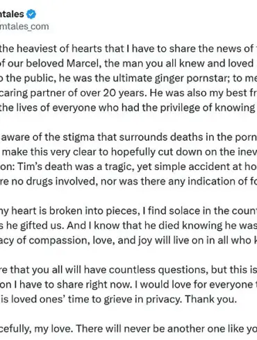 Tragic Loss: Gay Porn Star Tim Kruger's sudden Death Shocks Industry