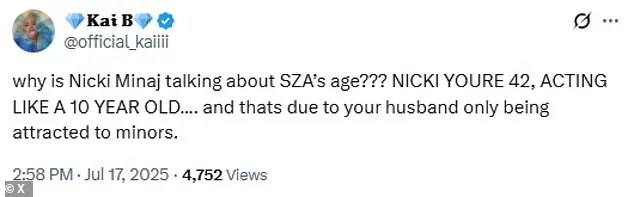 Nicki Minaj's Age Accusation Against SZA Sparks Feud Escalation and Online Controversy