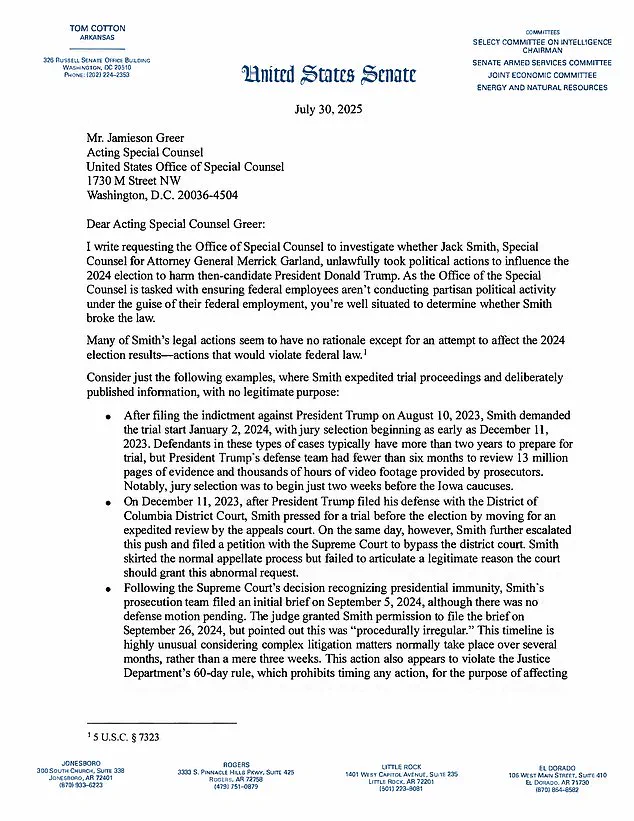 Office of Special Counsel Investigates Former Prosecutor Jack Smith Amid 2024 Election Scrutiny